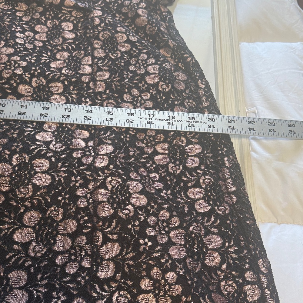 Tahari Arthur S. Levine Black Floral Lace Gown Champagne Lining Size 12 - Picture 11 of 12